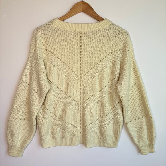 Marine Layer Olivia Crewneck Sweater in Cream White Medium Pointelle Knit - Picture 2 of 15